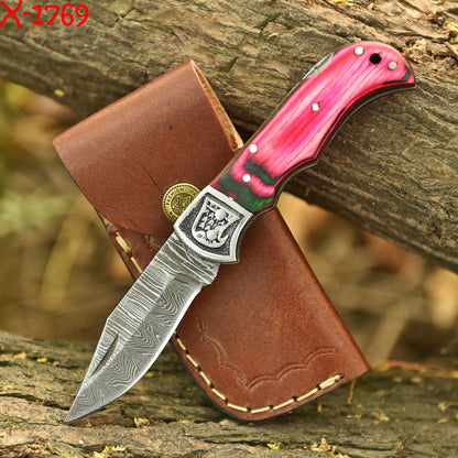 Handcrafted Outdoor Hiking Camping Pocket Knife Folding Blade Wood Handle