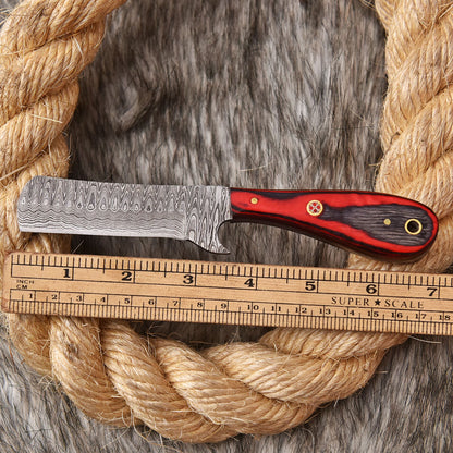 Handmade Damascus Steel Skinner Hunting Camping Knife With Sheath