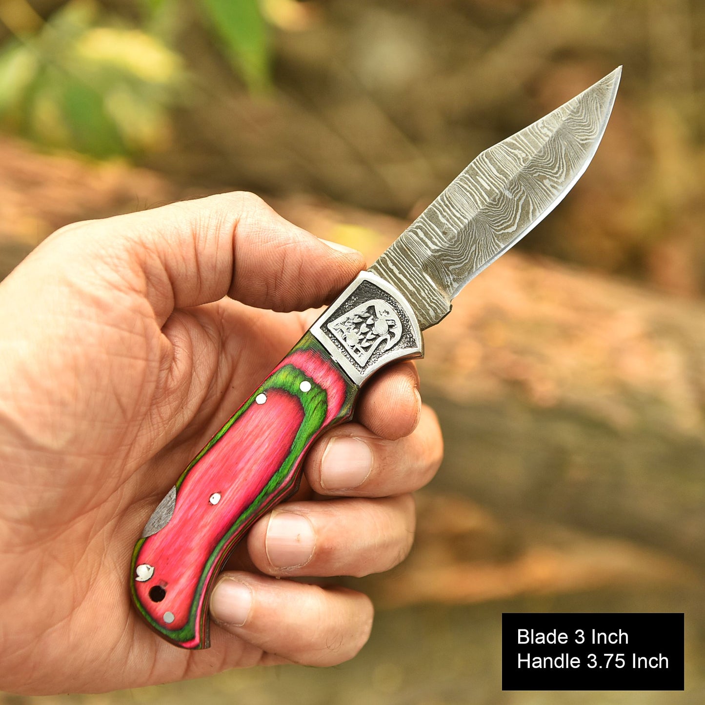 Handcrafted Outdoor Hiking Camping Pocket Knife Folding Blade Wood Handle