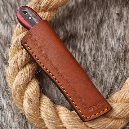 Handmade Damascus Steel Skinner Hunting Camping Knife With Sheath