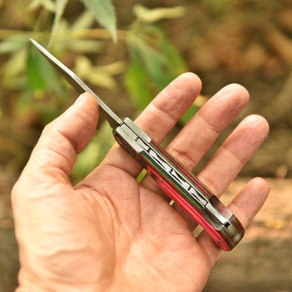 Handcrafted Outdoor Hiking Camping Pocket Knife Folding Blade Wood Handle