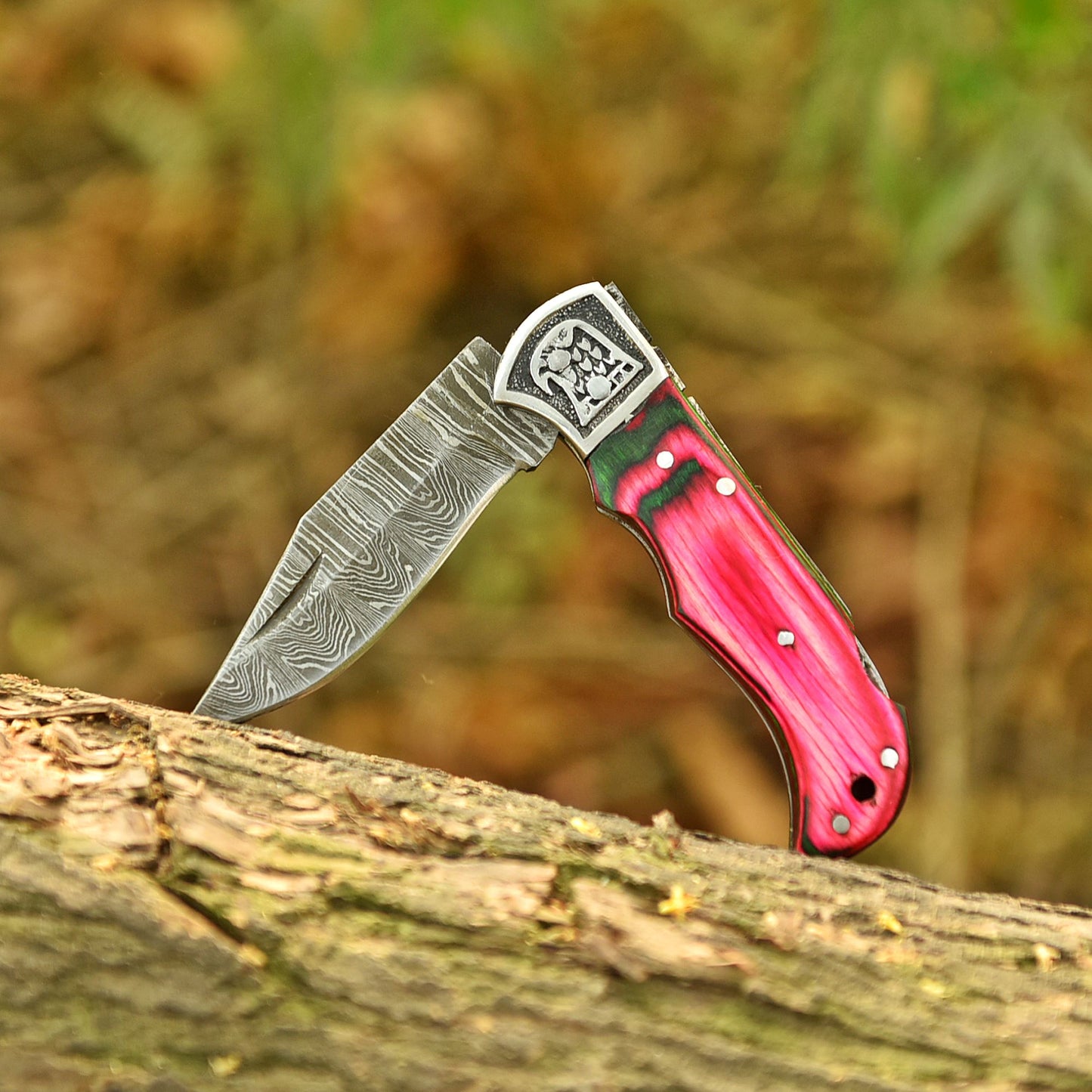 Handcrafted Outdoor Hiking Camping Pocket Knife Folding Blade Wood Handle