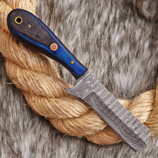 Handmade Damascus Steel Skinning Tactical Camping Knife Wood Handle EDC