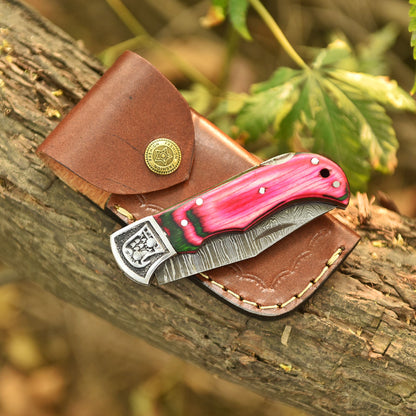 Handcrafted Outdoor Hiking Camping Pocket Knife Folding Blade Wood Handle