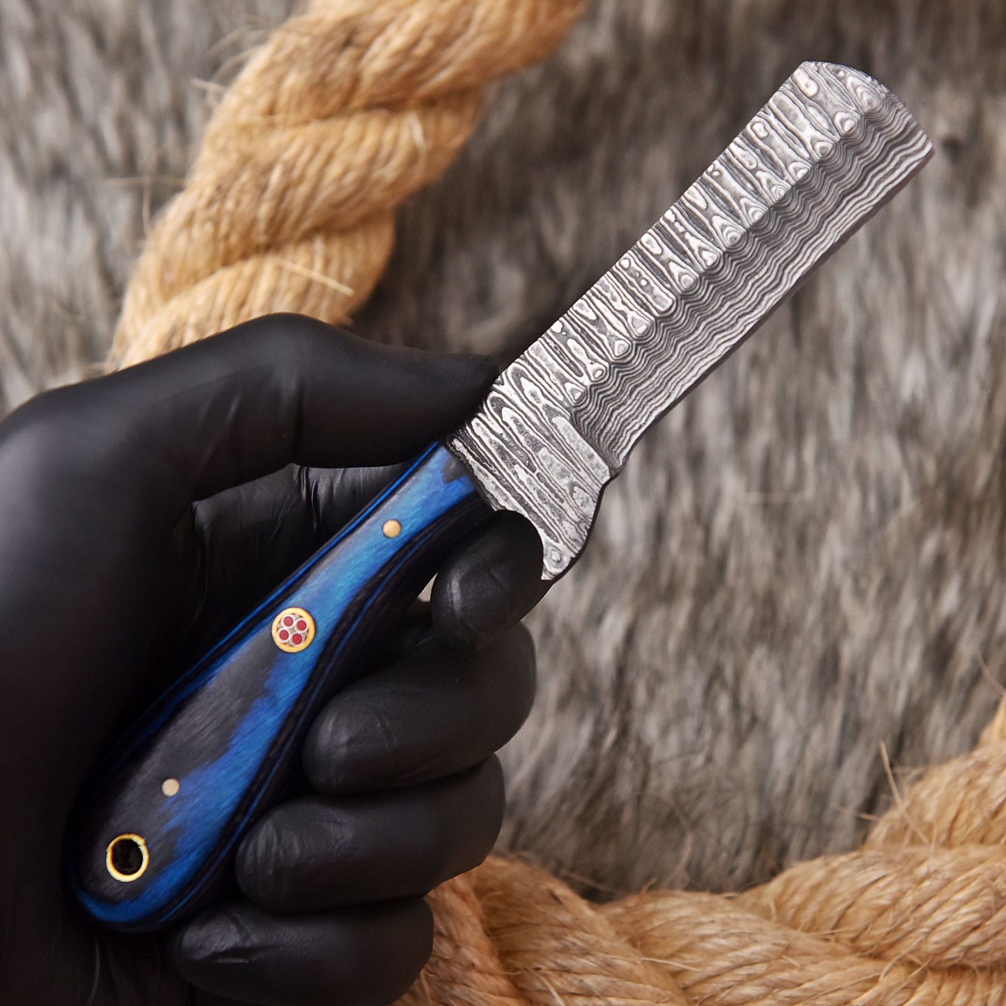 Handmade Damascus Steel Skinning Tactical Camping Knife Wood Handle EDC