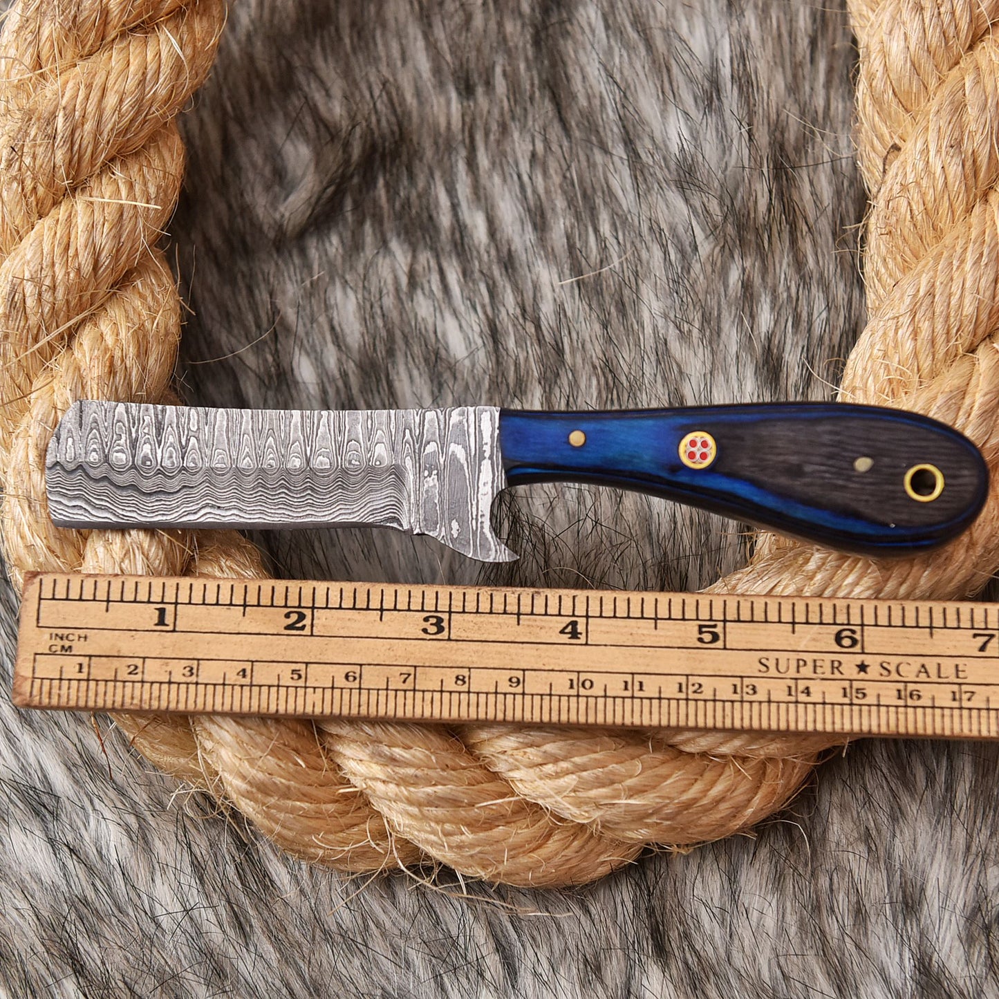 Handmade Damascus Steel Skinning Tactical Camping Knife Wood Handle EDC