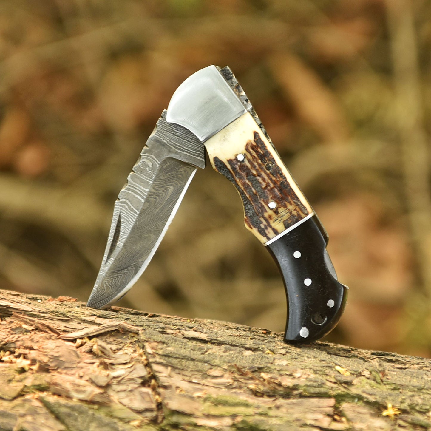Custom Handmade Damascus Steel Folding Pocket Outdoor Adventure Knife