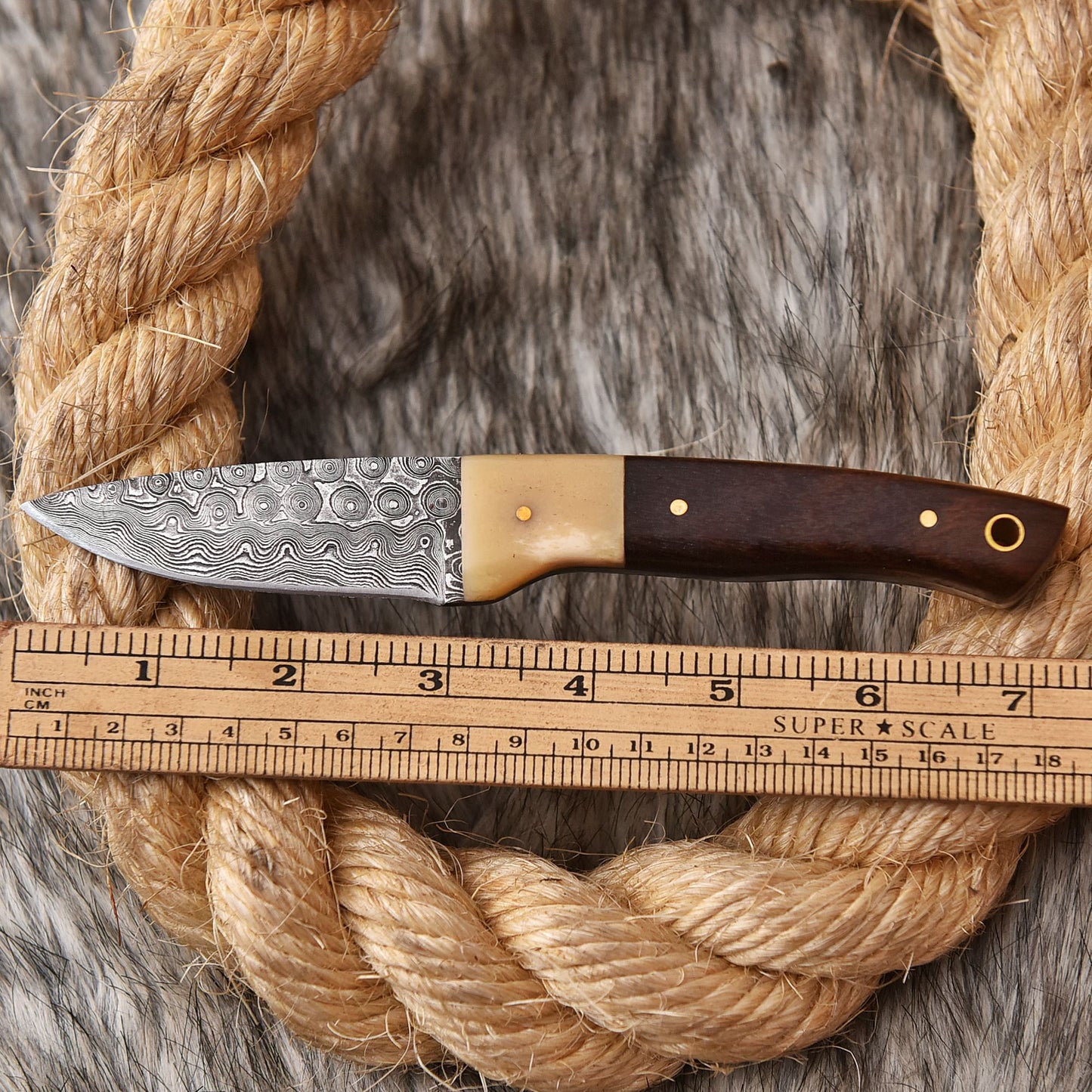 Custom Hand Forged Damascus Steel Hunting Knife Wood Camel Bone Handle