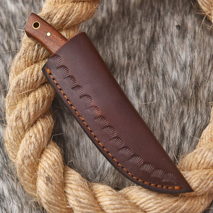 Custom Hand Forged Damascus Steel Hunting Knife Wood Camel Bone Handle
