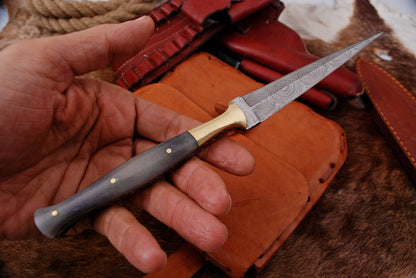 Custom Hand Forged Damascus Steel Double Edge Dagger Camel Bone Handle