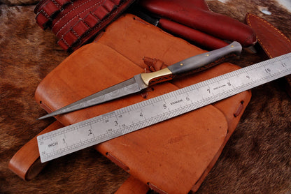 Custom Hand Forged Damascus Steel Double Edge Dagger Camel Bone Handle