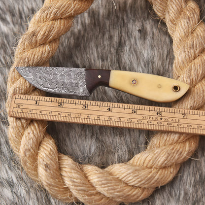 Handmade Forged Full Tang Camping Skinner Knife Camel Bone Wood Handle