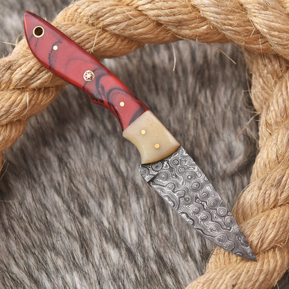 Custom Hand Forged Damascus Steel Skinner Knife Resin Camel Bone Handle