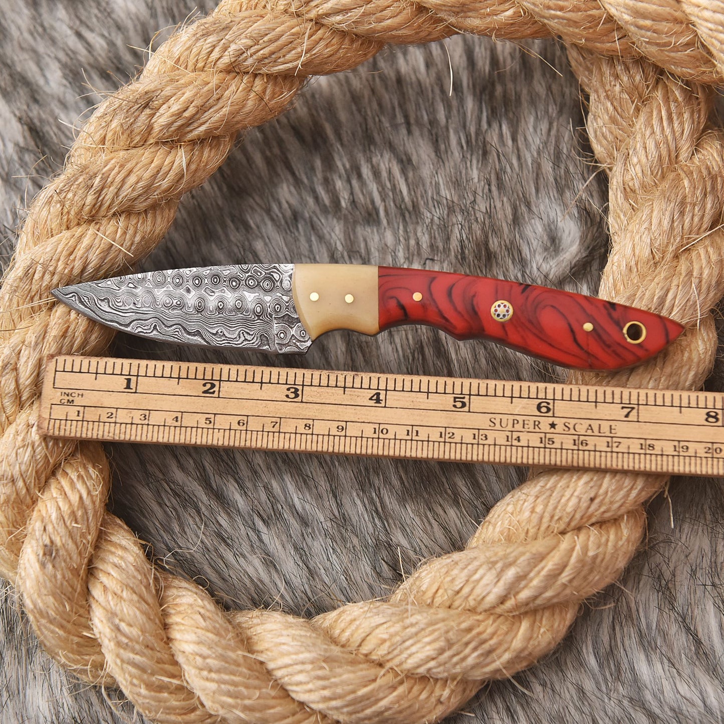 Custom Hand Forged Damascus Steel Skinner Knife Resin Camel Bone Handle