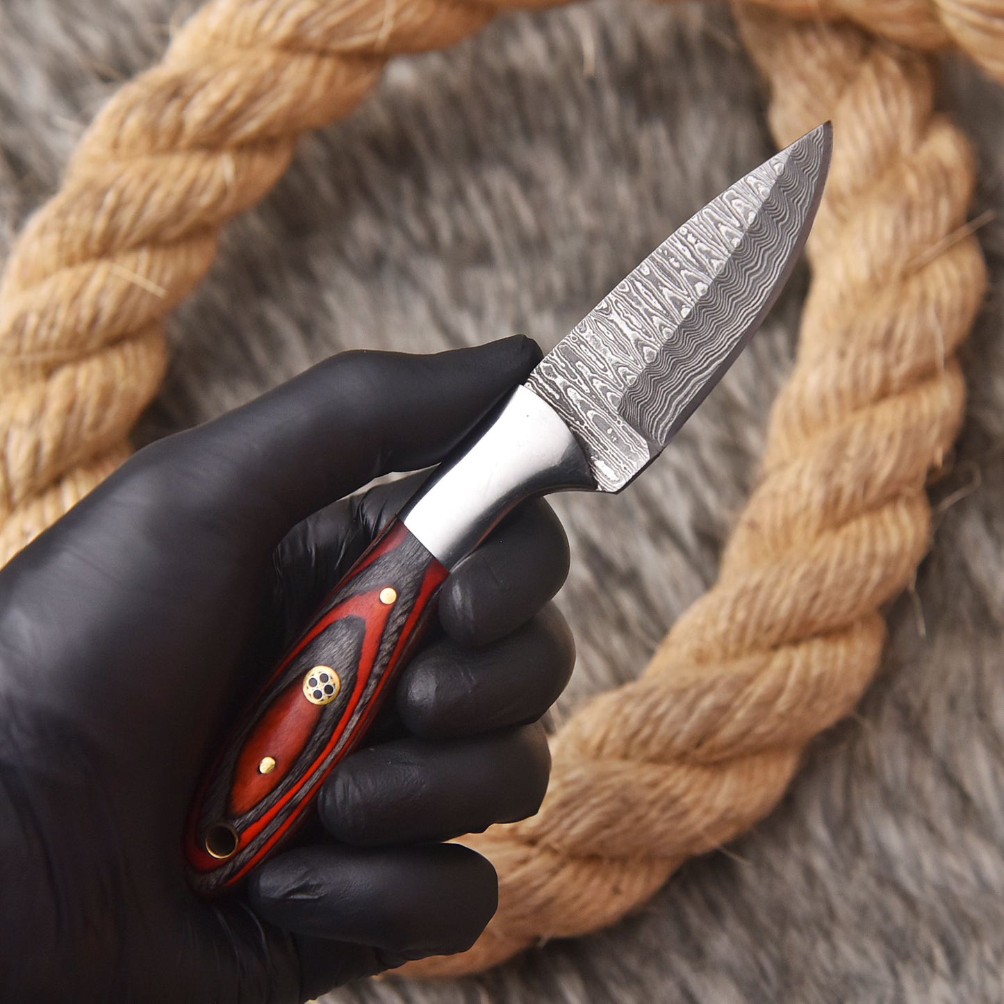 Handmade Forged Damascus Steel Full Tang Skinner Knife With Sheath