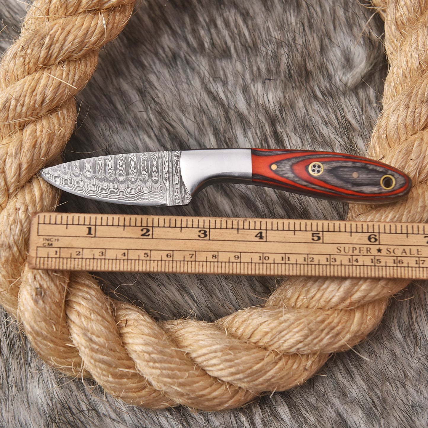 Handmade Forged Damascus Steel Full Tang Skinner Knife With Sheath