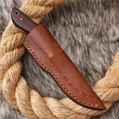 Handmade Damascus Steel Camel Bone wood Handle Full Tang Hunting Knife