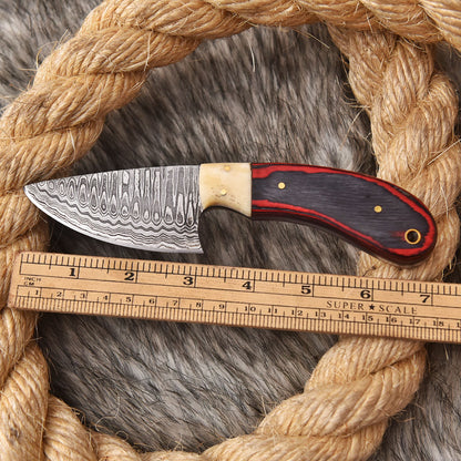 Handmade Damascus Steel Skinner Knife Wood Camel Bone Handle