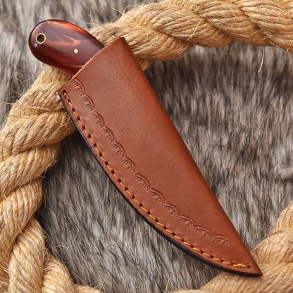 Handmade Damascus Steel Skinner Knife Resin Handle Full Tang With Sheath