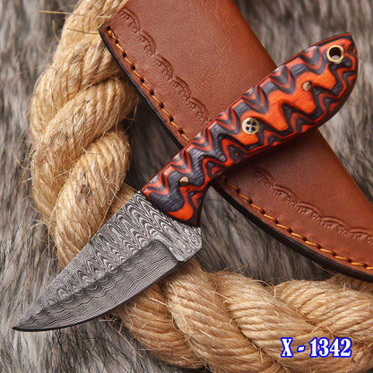 6.5" Handmade Damascus Steel Skinner Knife wood Handle Full Tang EDC