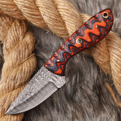 6.5" Handmade Damascus Steel Skinner Knife wood Handle Full Tang EDC
