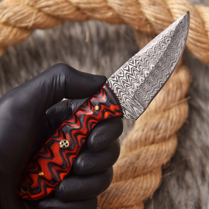 6.5" Handmade Damascus Steel Skinner Knife wood Handle Full Tang EDC