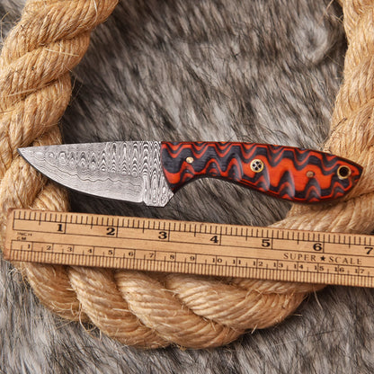 6.5" Handmade Damascus Steel Skinner Knife wood Handle Full Tang EDC