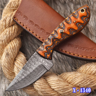 Handmade Damascus Steel Skinner Tactical Knife wood Handle 6.5" Full Tang