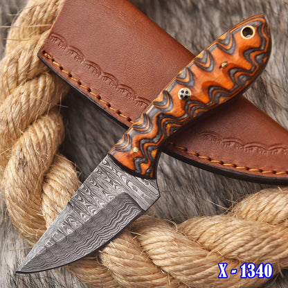 Handmade Damascus Steel Skinner Tactical Knife wood Handle 6.5" Full Tang