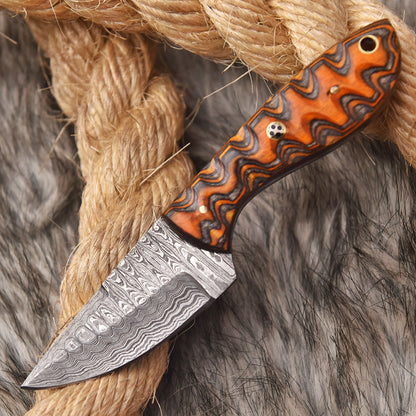 Handmade Damascus Steel Skinner Tactical Knife wood Handle 6.5" Full Tang