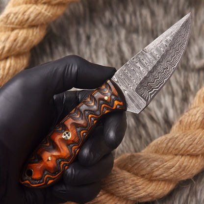 Handmade Damascus Steel Skinner Tactical Knife wood Handle 6.5" Full Tang
