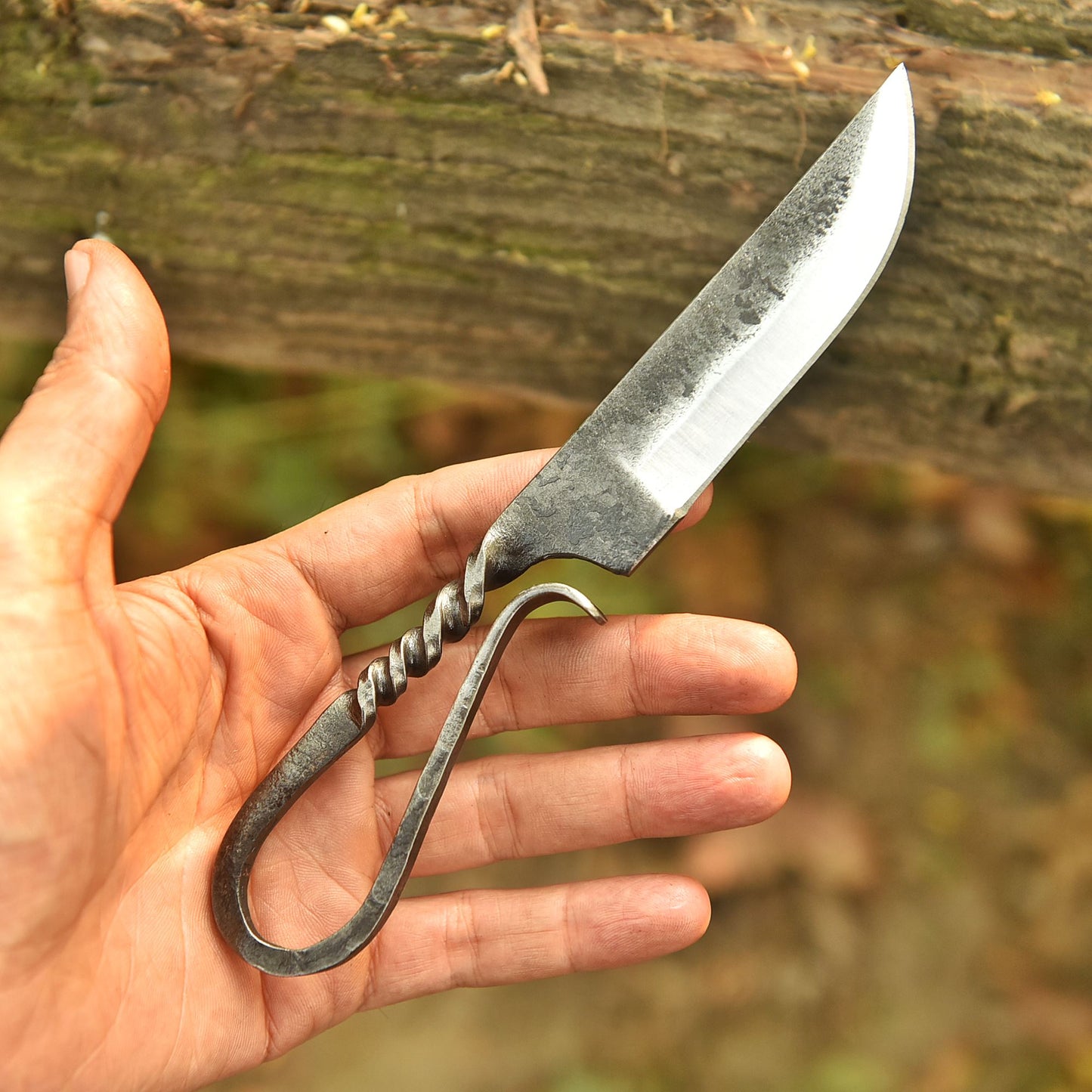 Hand Forged  Traditional Blacksmith Knife Forged Handle Outdoor Fixed Blade