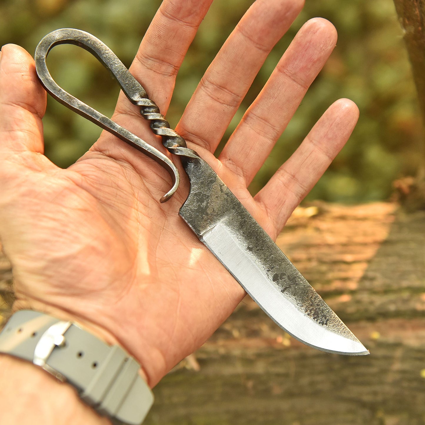 Hand Forged  Traditional Blacksmith Knife Forged Handle Outdoor Fixed Blade