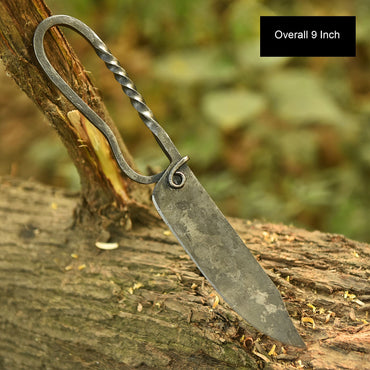 Hand Forged Fixed Blade Blacksmith Kitchen Knife Heritage Loop Handle