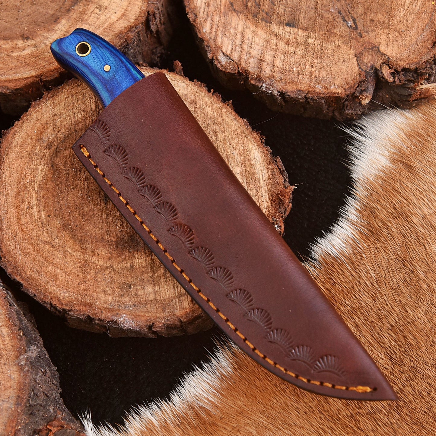 Handmade Damascus Steel Tactical Skinner Knife Wood Resin Handle EDC