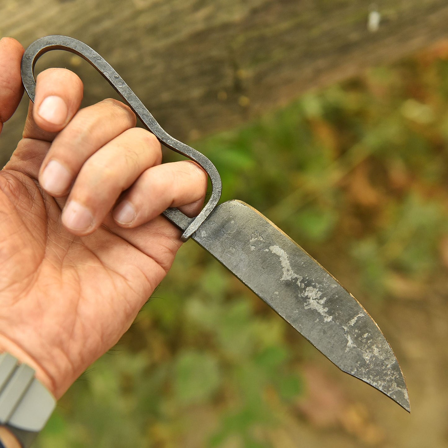Hand Forged Fixed Blade Blacksmith Kitchen Knife Heritage Loop Handle