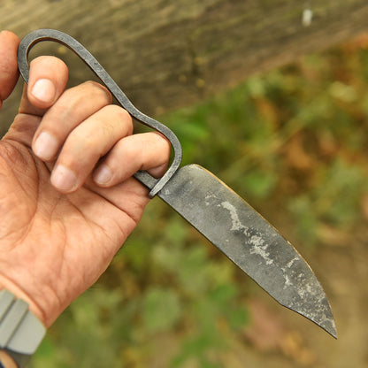 Hand Forged Fixed Blade Blacksmith Kitchen Knife Heritage Loop Handle