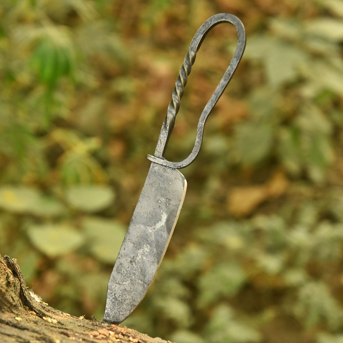 Hand Forged Fixed Blade Blacksmith Kitchen Knife Heritage Loop Handle