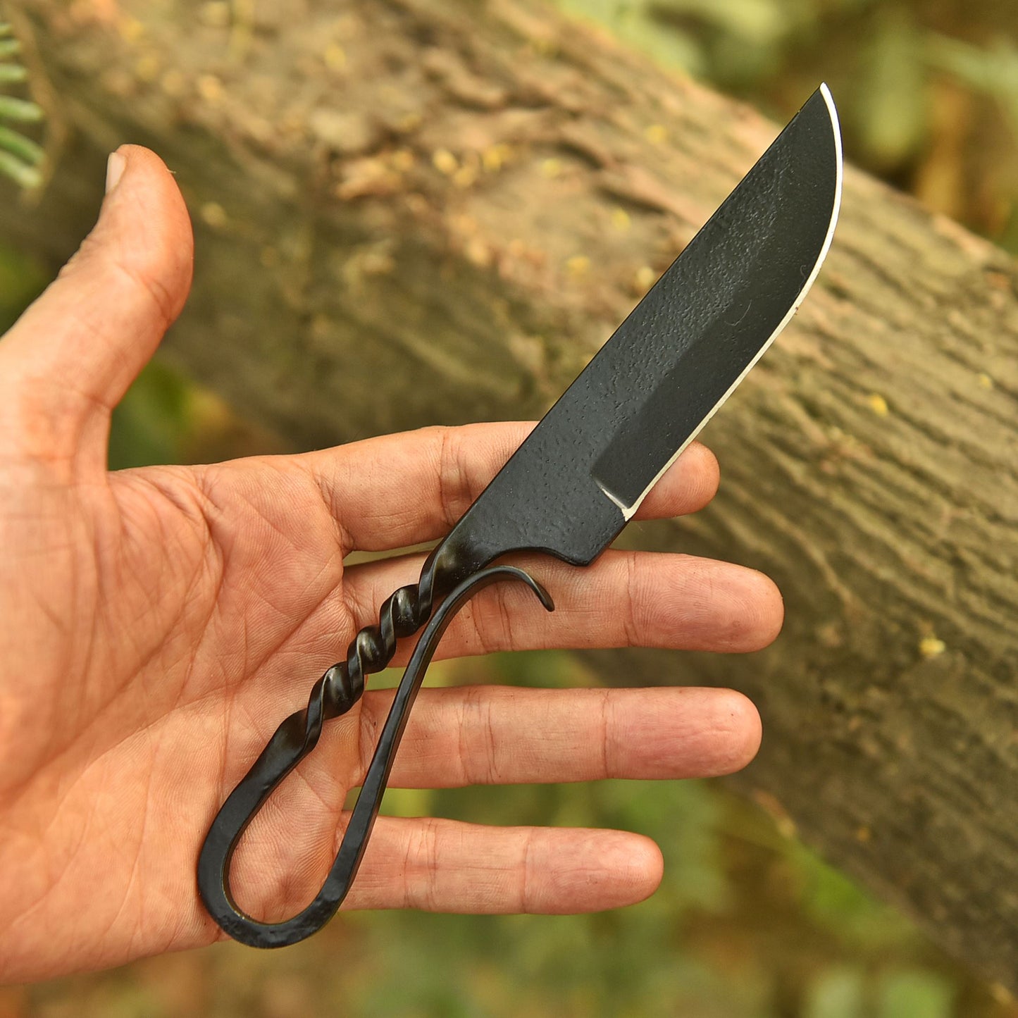 Hand Forged Camp Kitchen Utility Knife Artisan Steel Loop Handle