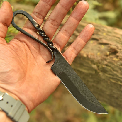 Hand Forged Camp Kitchen Utility Knife Artisan Steel Loop Handle