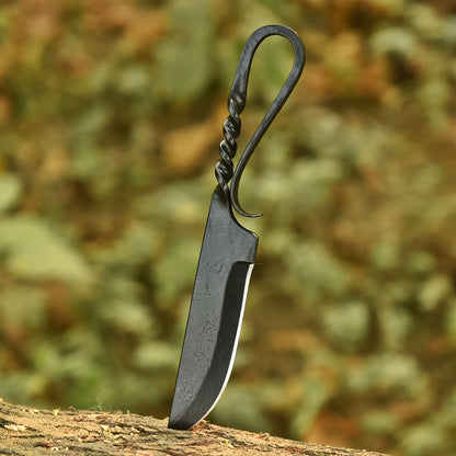 Hand Forged Camp Kitchen Utility Knife Artisan Steel Loop Handle