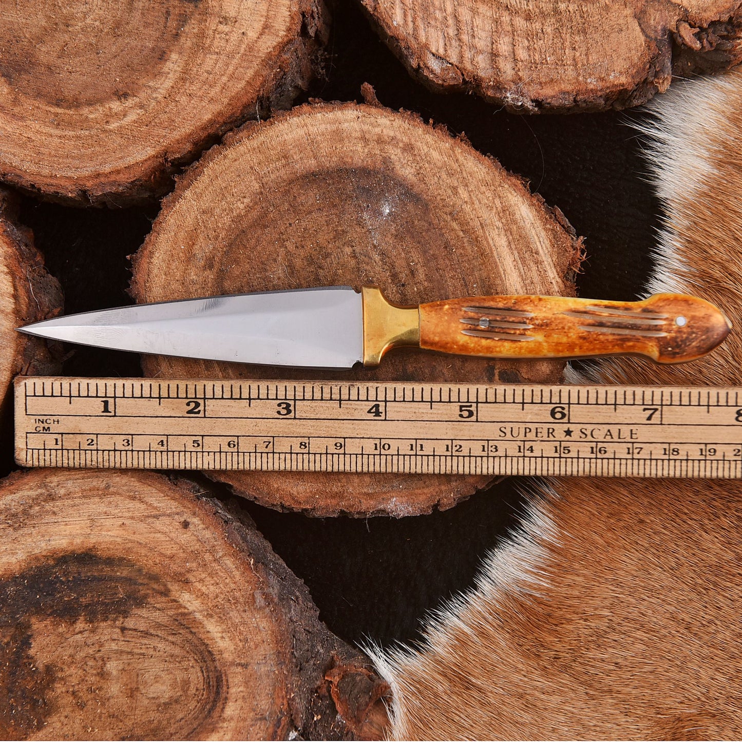 Handmade Carbon Steel High Polish Dagger Full Tang Knife Stag Handle