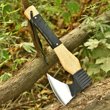 Hand Forged Viking Inspired Bearded Axe Wooden Handle with Leather Wrap
