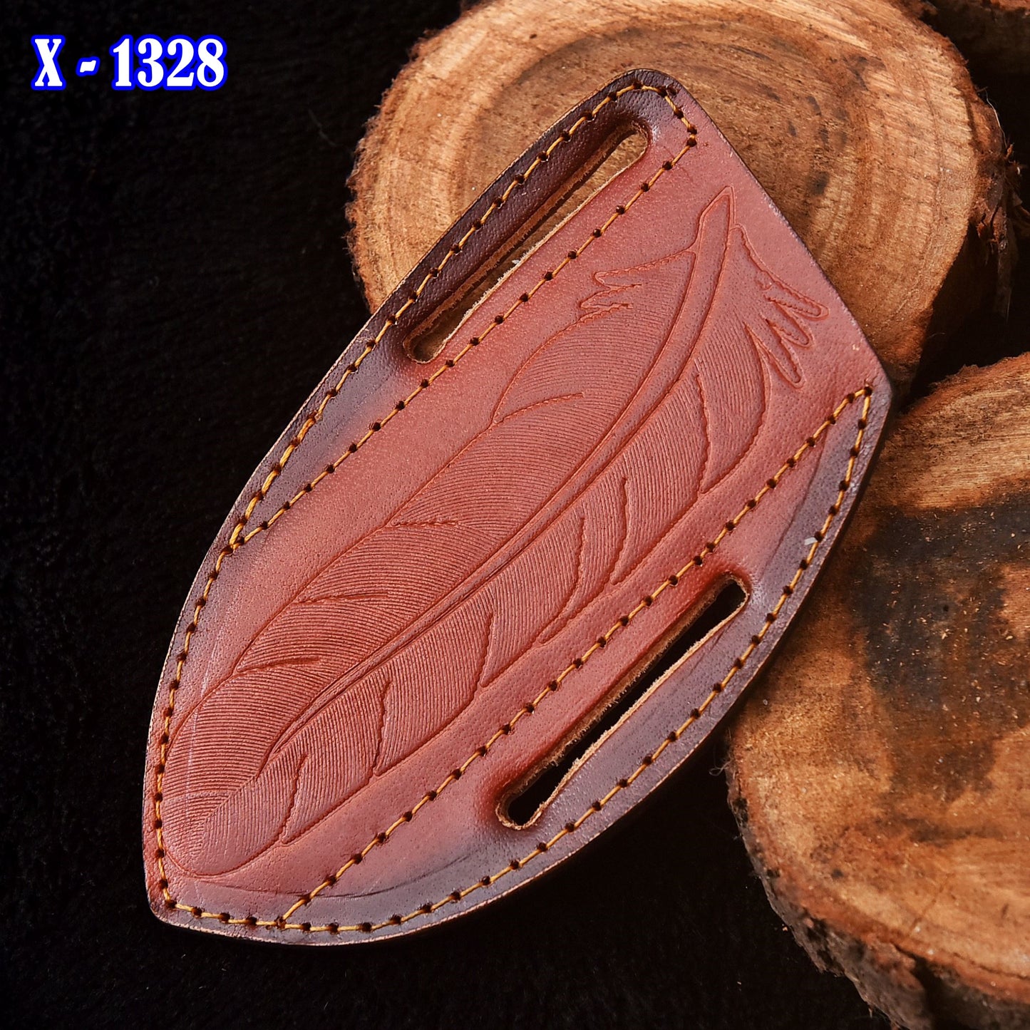 Traditional Luxury Handmade Folding Knife Engraved Leather Sheath