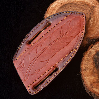 Traditional Luxury Handmade Folding Knife Engraved Leather Sheath