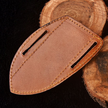 Traditional Luxury Handmade Folding Knife Engraved Leather Sheath