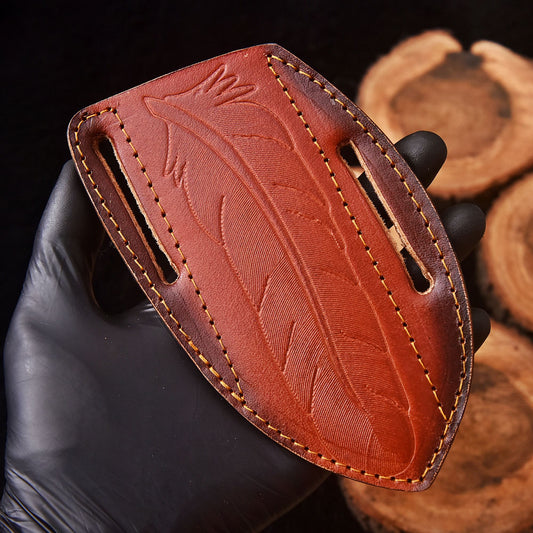 Traditional Luxury Handmade Folding Knife Engraved Leather Sheath