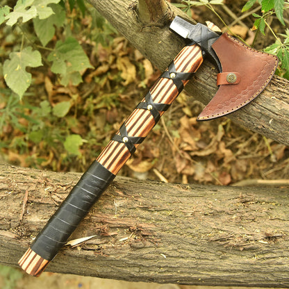 Medieval Viking Inspired Bearded Axe Leather Wrapped Wood Handle