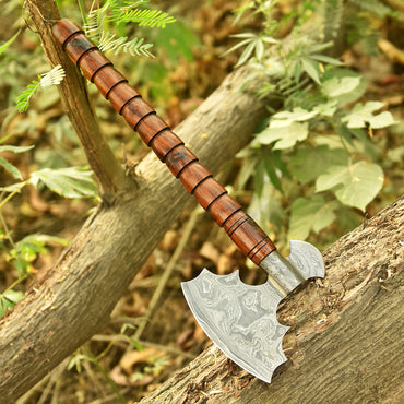 Handmade Damascus Steel Heritage Viking Axe Wood Handle With Sheath