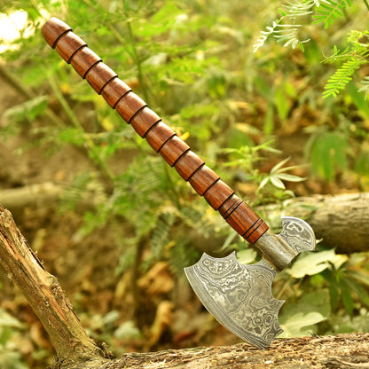 Handmade Damascus Steel Heritage Viking Axe Wood Handle With Sheath